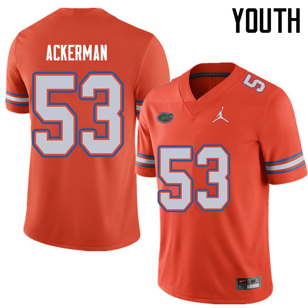 Jordan Brand Youth #53 Brendan Ackerman Florida Gators College Football Jerseys Sale-Orange - Click Image to Close